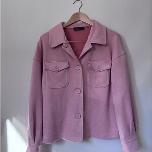 bagatelle Blush Pink faux Suede Utility Jacket
